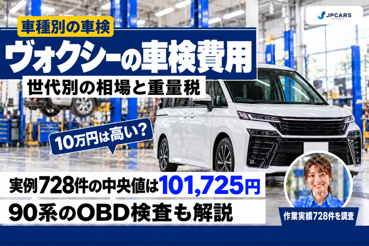 ヴォクシーの車検費用はいくら?実例728件の世代別相場|90系・80系・70系の法定費用